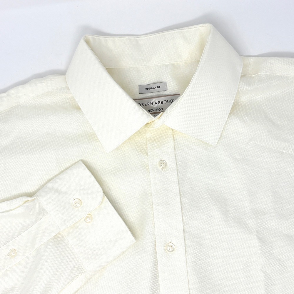 Joseph Abboud Mens 17 34/35 Off White Non-Iron Cotton Dress Shirt Regular Fit‎